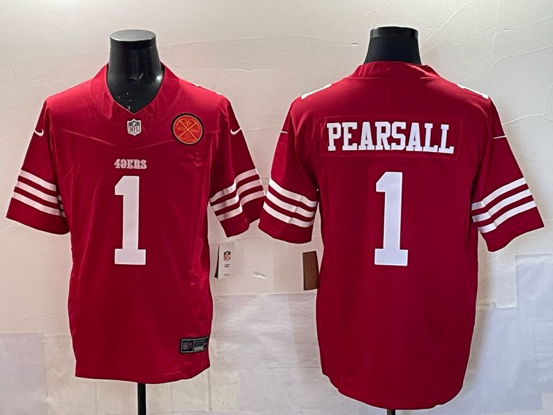 Men 2025 San Francisco 49ers #1 Pearsall red 3th generation Nike Limited NFL Jersey style  004